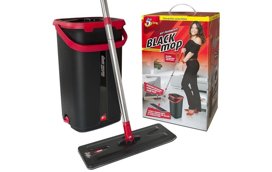 BLACK MOP KIT SECCHIO+MOP+MANICO SUPERFIVE