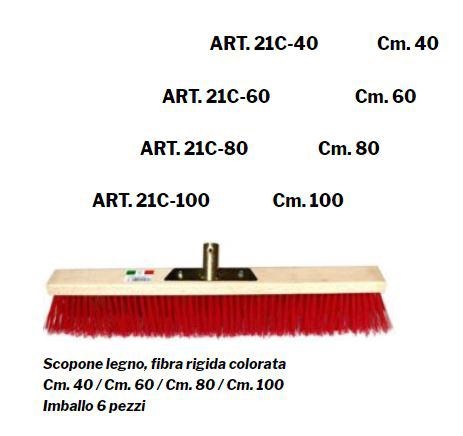 SPAZZOLONE LEGNO FIBRE RIGIDE 100CM ROSSO                           6/CT