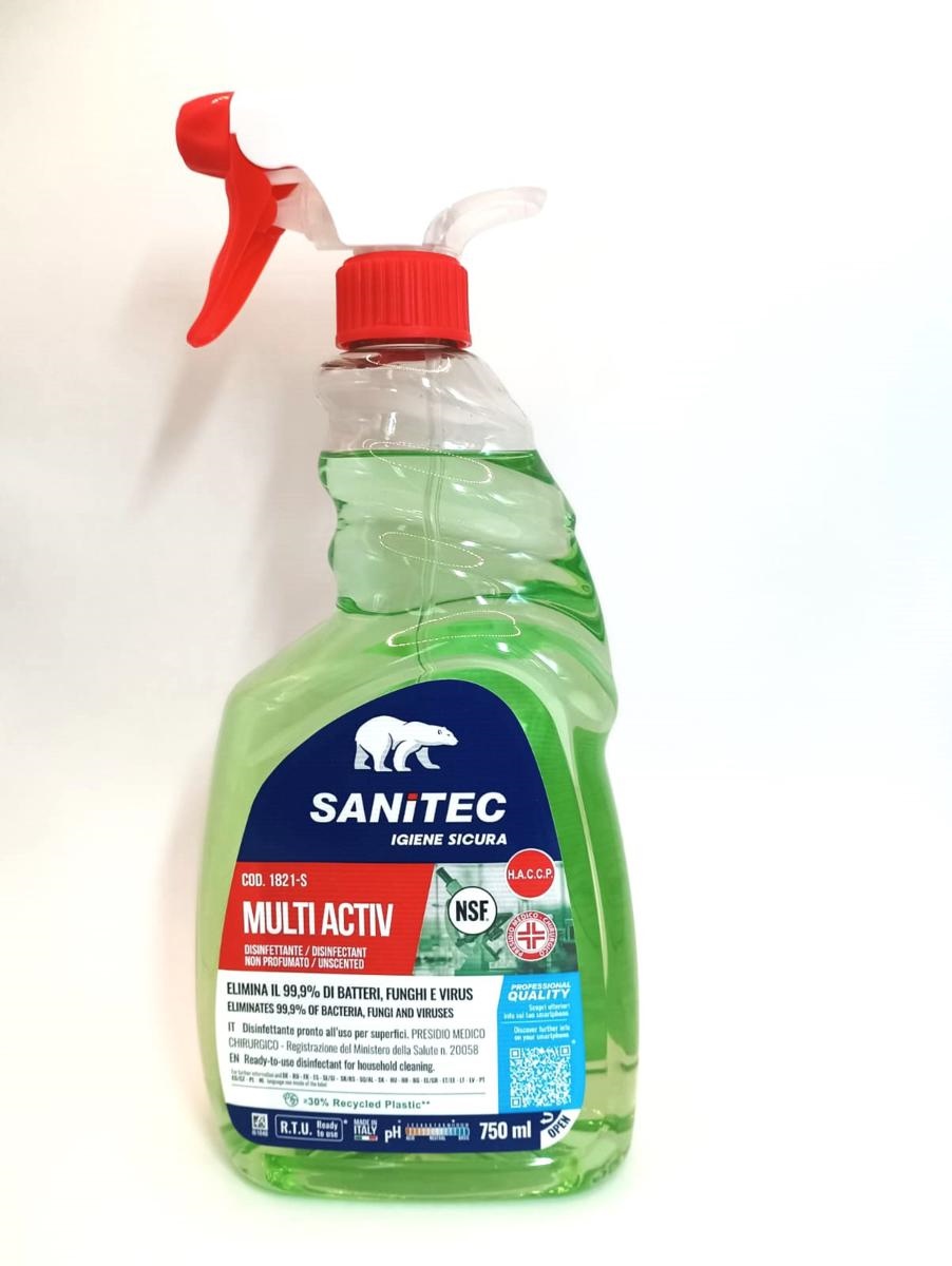 SN 1821S MULTIACTIV disinf.PMC no profumo 750ML Sanitec TRIGGER     6/ct