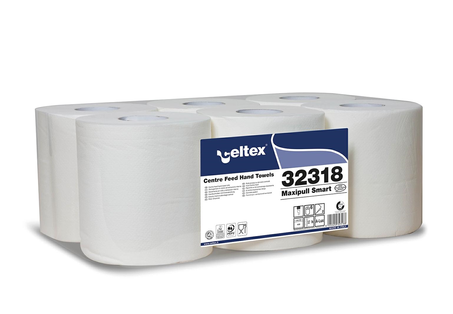 32318 Celtex asciugam.6rt 135mt 450str 20x30cm 2V PC MaxiPull Smart spir