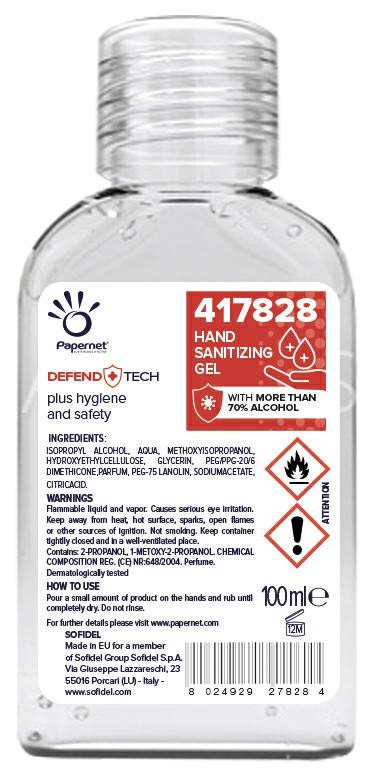 GEL IGIENIZ.MANI ALC.75% 100ML 417828 PAPERNET                     60/ct
