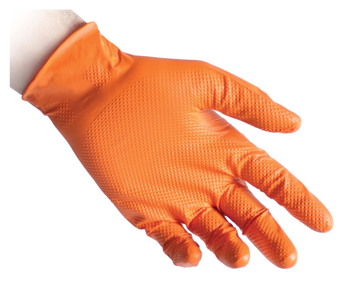 GUANTI NITRILE ARANCIO N85 XL 50pz full grip gr.8,5 ultra resistente
