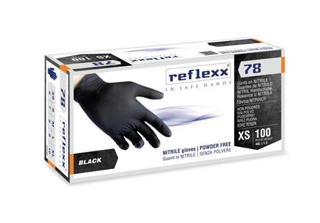 GUANTI NITRILE NERO R78 S 100PZ 4gr Reflexx