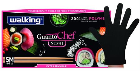 GUANTI in CPE NERO SUSHI CHEF S/M 200pz Walking A.015511