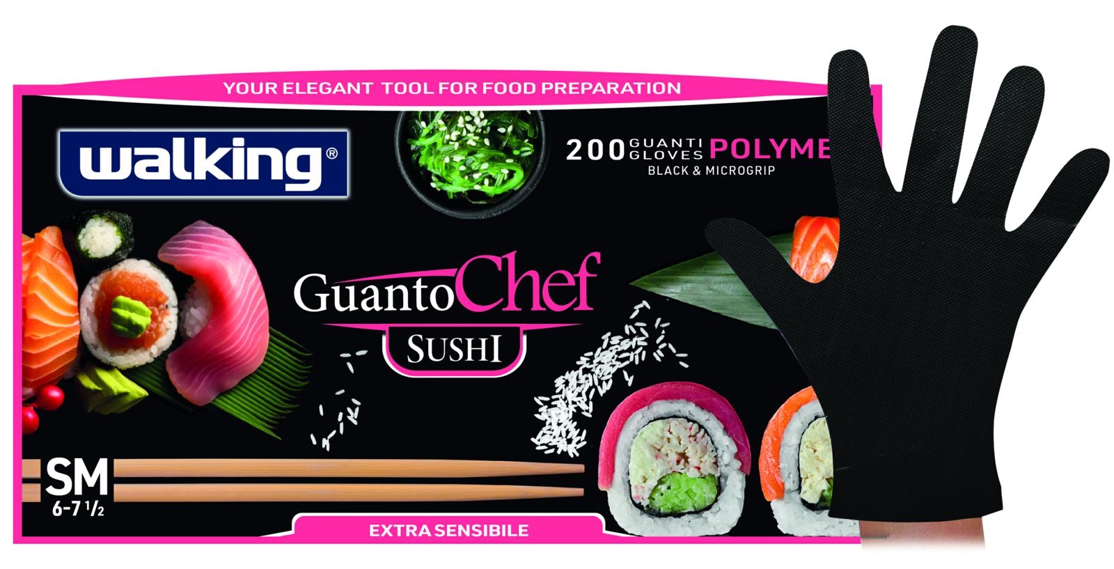 GUANTI in CPE NERO SUSHI CHEF M/L 200pz Walking A.015512