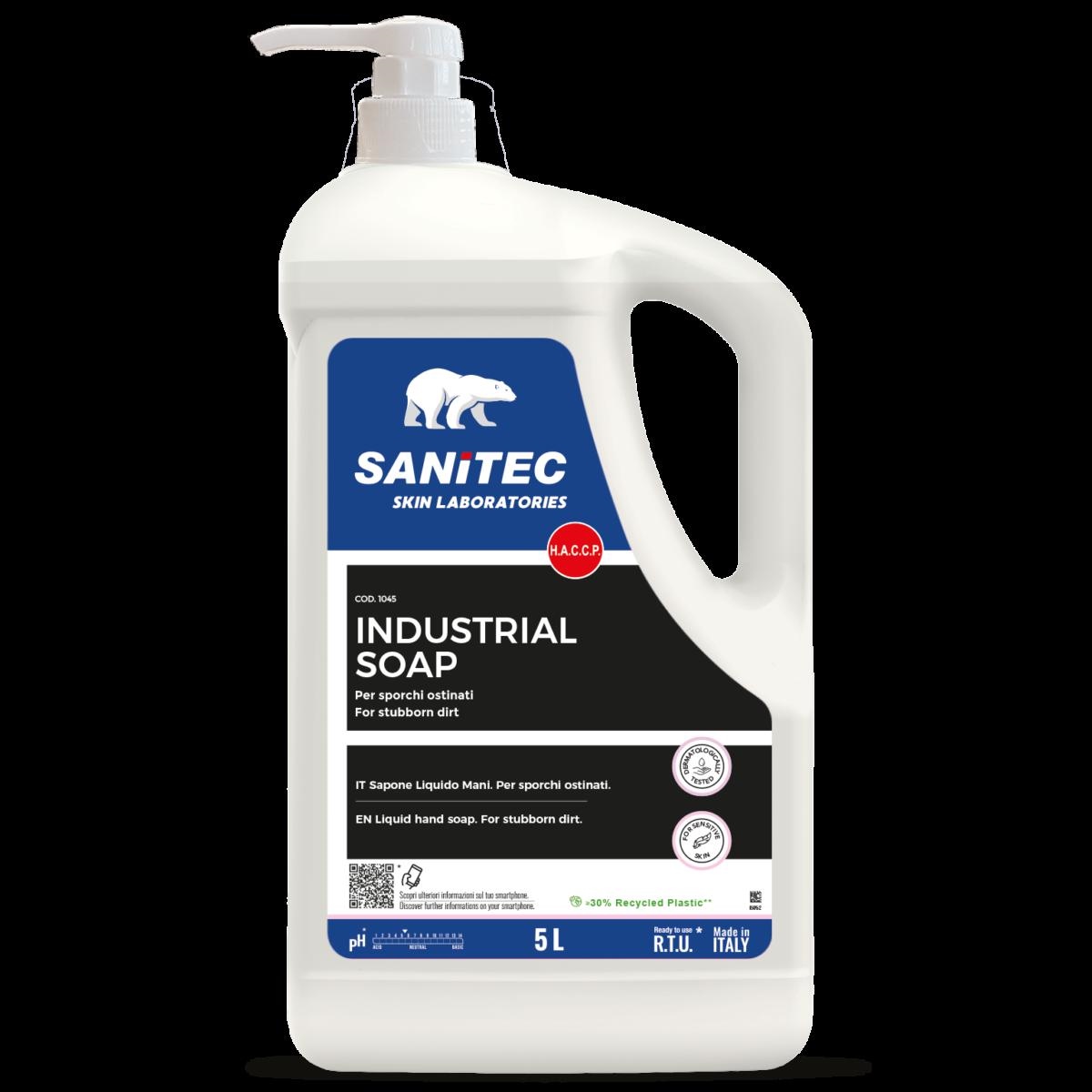 SN 1045 sapone mani INDUSTRIAL 5lt microgranuli c/dosatore Sanitec  2/ct